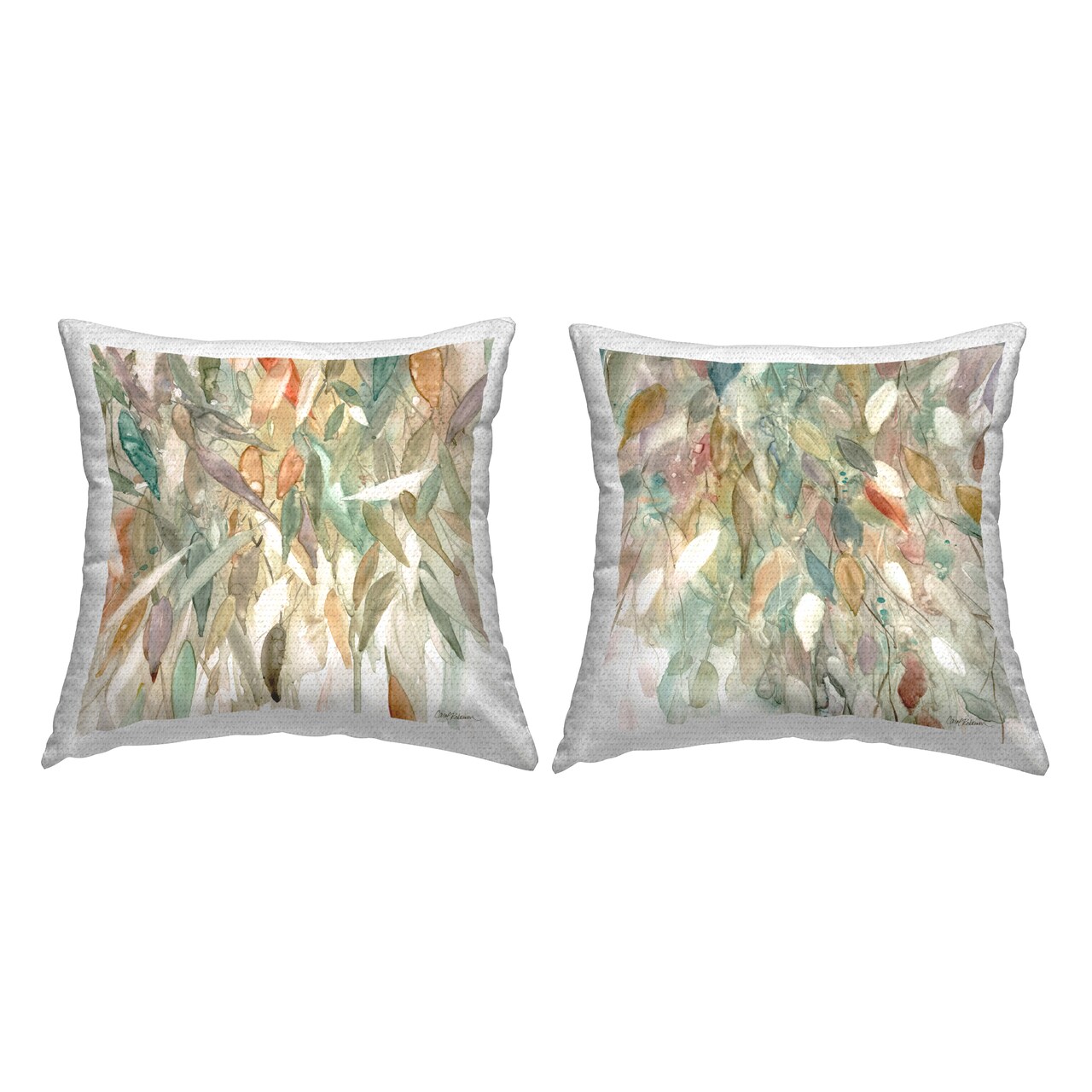 Earthy Rain Cascade 2 PC Outdoor Printed Pillow Set Design by Carol Robinson, 18 x 7 x 18